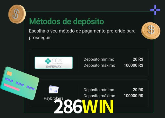 O cassino 286WIN oferece uma grande variedade de métodos de pagamento